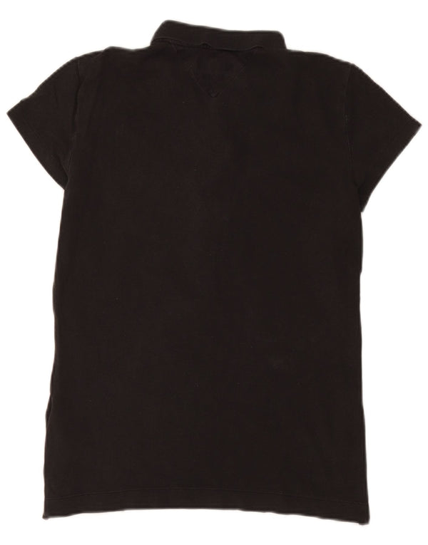 Polo da donna slim fit Tommy Hilfiger UK 14 grande cotone nero