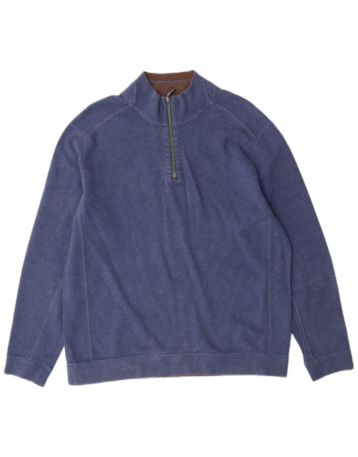 Tommy Bahama Felpa con collo con zip da uomo Maglione grande blu