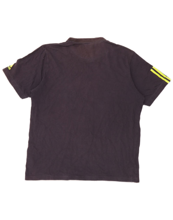 T-shirt grafica da uomo Adidas Top grande in cotone blu navy