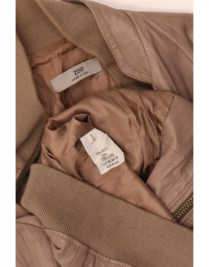 Giacca in pelle bomber da donna Zen UK 10 piccola marrone