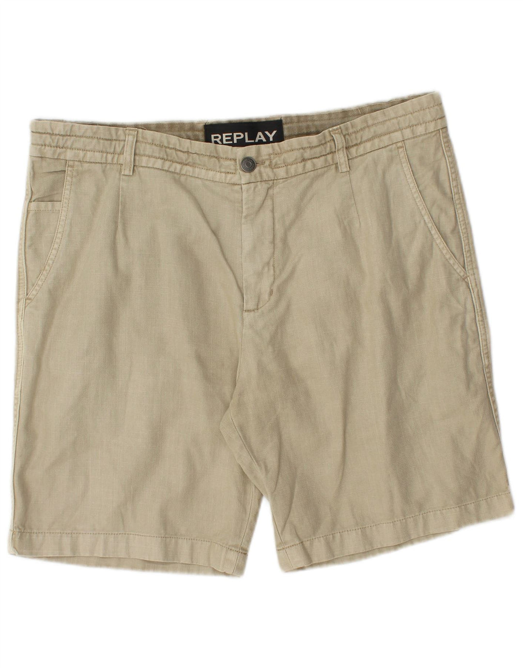 Pantaloncini chino da uomo Replay W34 Large in cotone beige