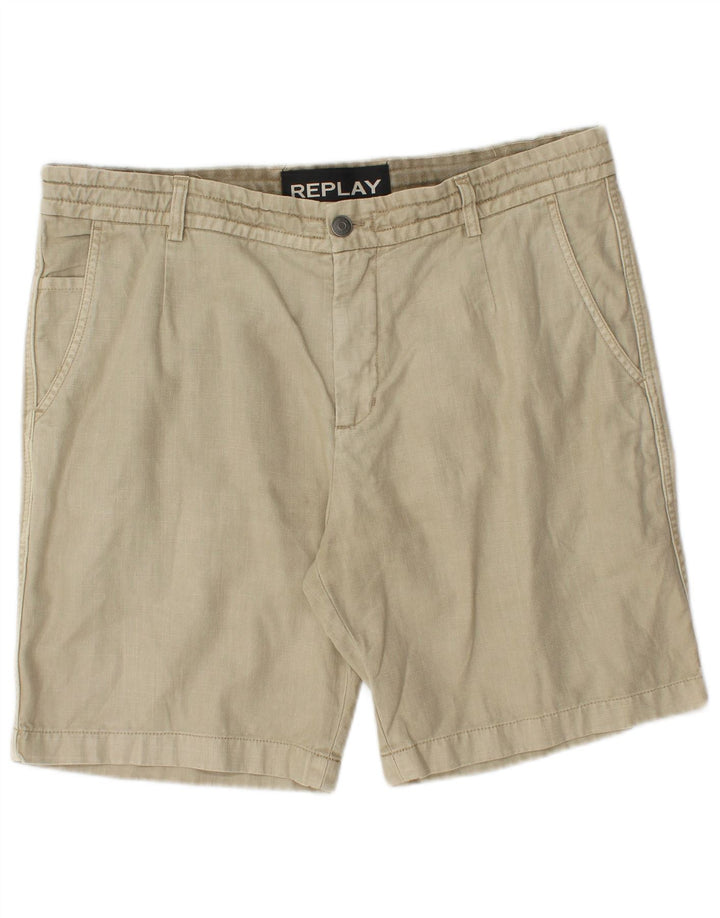 Pantaloncini chino da uomo Replay W34 Large in cotone beige