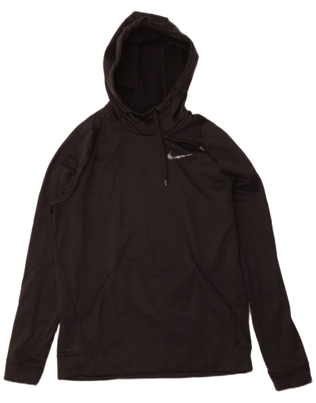 Felpa con cappuccio NIKE Dri Fit da uomo, media, nera, in poliestere