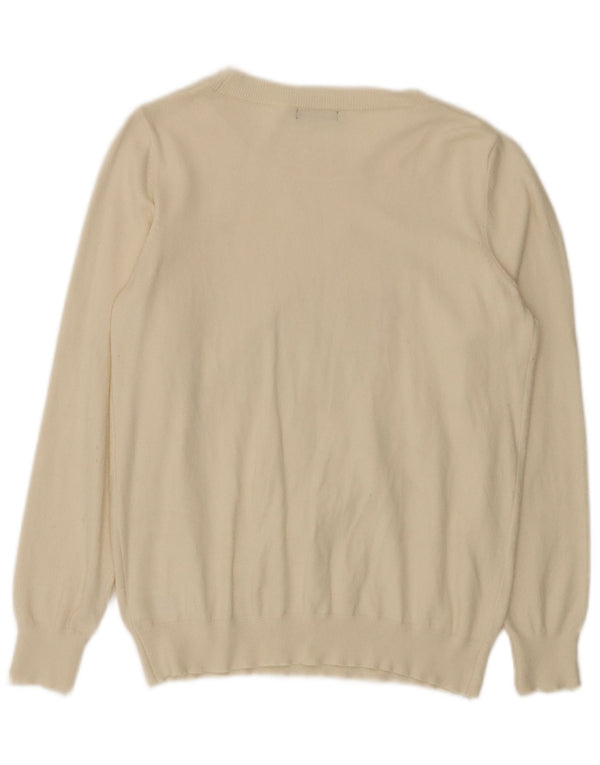 Maglione maglione con scollo a barca con grafica da donna M&Co UK 12 Viscosa bianco sporco medio