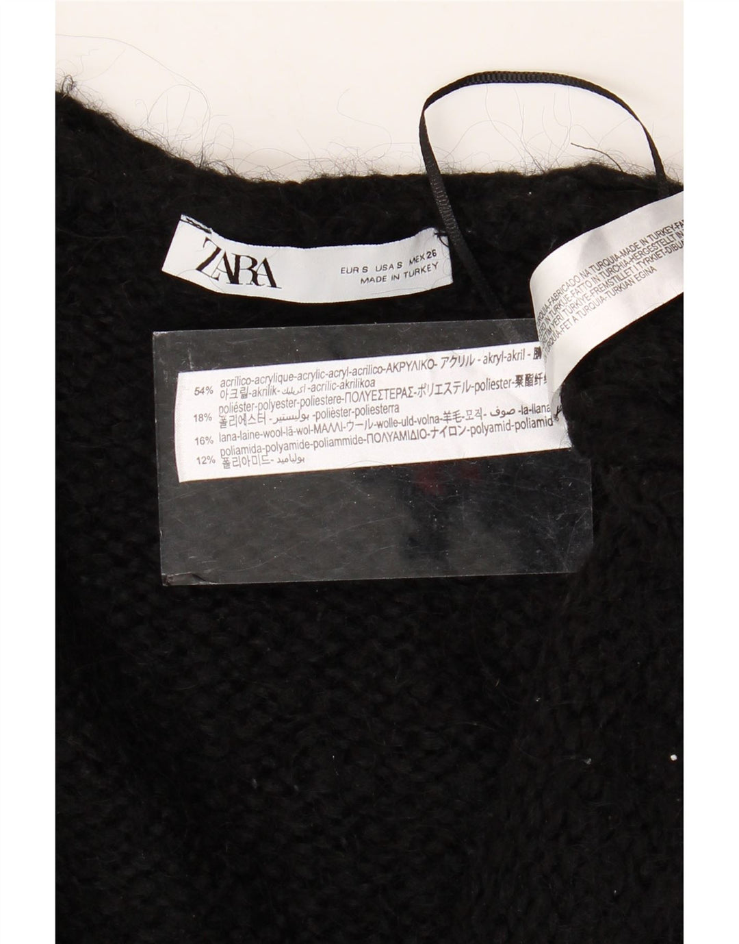 ZARA Maglione Cardigan Aperto a Linea Lunga Oversize da Donna UK 10 Piccolo Nero