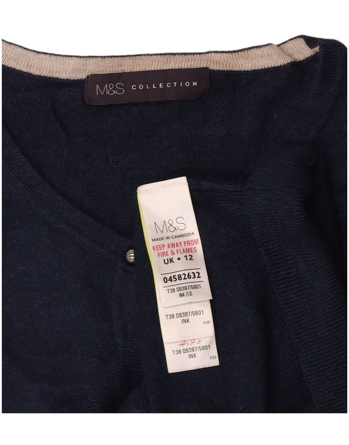 Maglione cardigan da donna Marks & Spencer UK 12 Viscosa blu navy medio