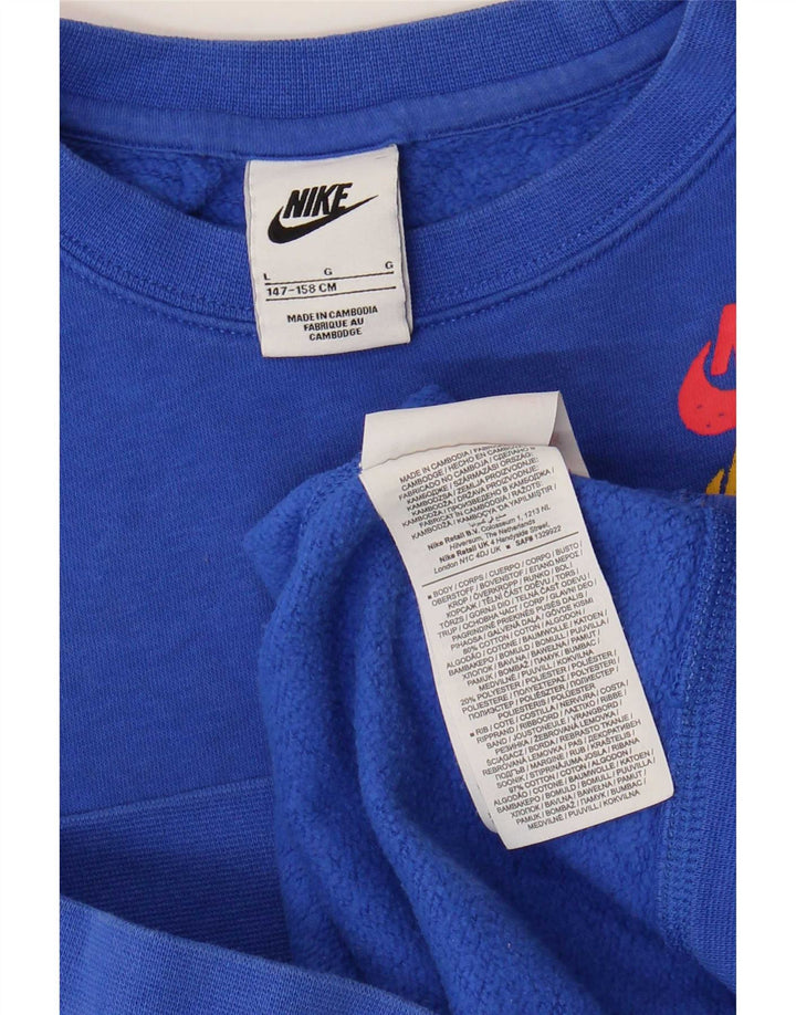 Felpa grafica Nike da bambino, 12-13 anni, grande, in cotone blu