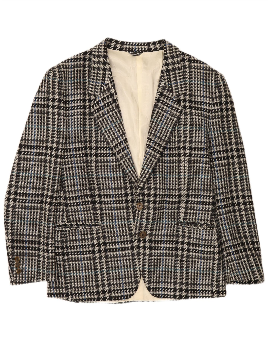 Tiglio Giacca Blazer 2 Bottoni Uomo IT 50 Large Grigio Pied De Poule Lana Vergine