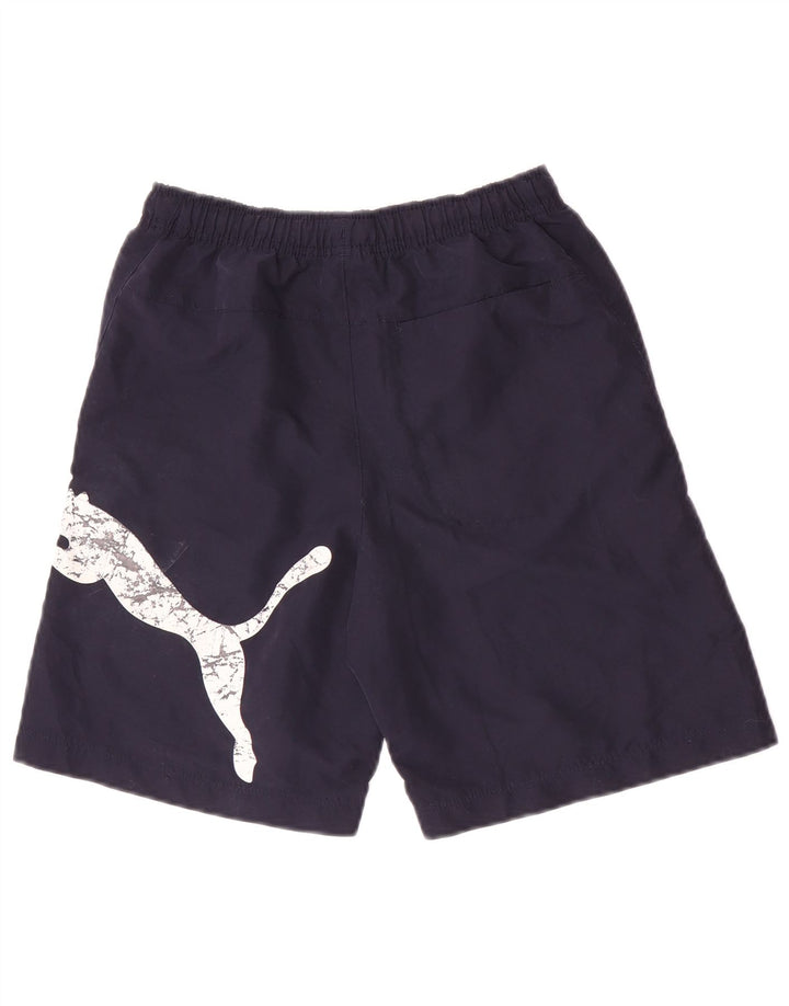 Pantaloncini sportivi grafici Puma da ragazzo 11-12 anni blu navy