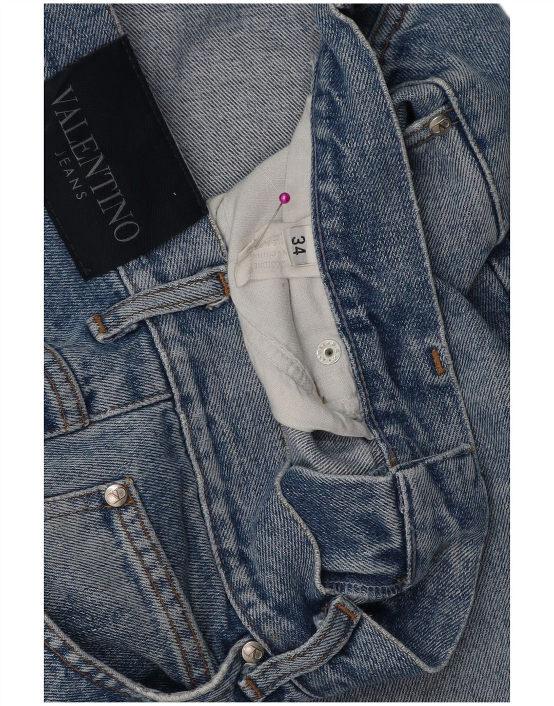 VALENTINO Jeans Dritti Uomo W34 L31 Cotone Blu