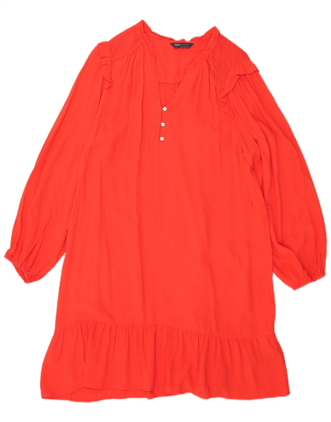 Abito a trapezio oversize a maniche lunghe da donna Marks & Spencer UK 16 grande rosso