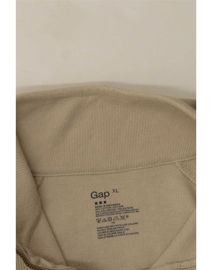 Gap Top da uomo con zip e collo a maniche lunghe XL in cotone beige