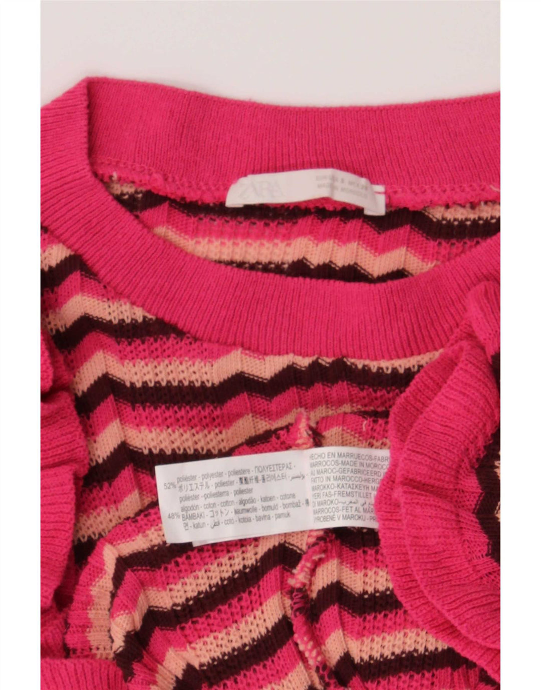 T-shirt da donna Zara UK 8 piccola in poliestere a righe rosa