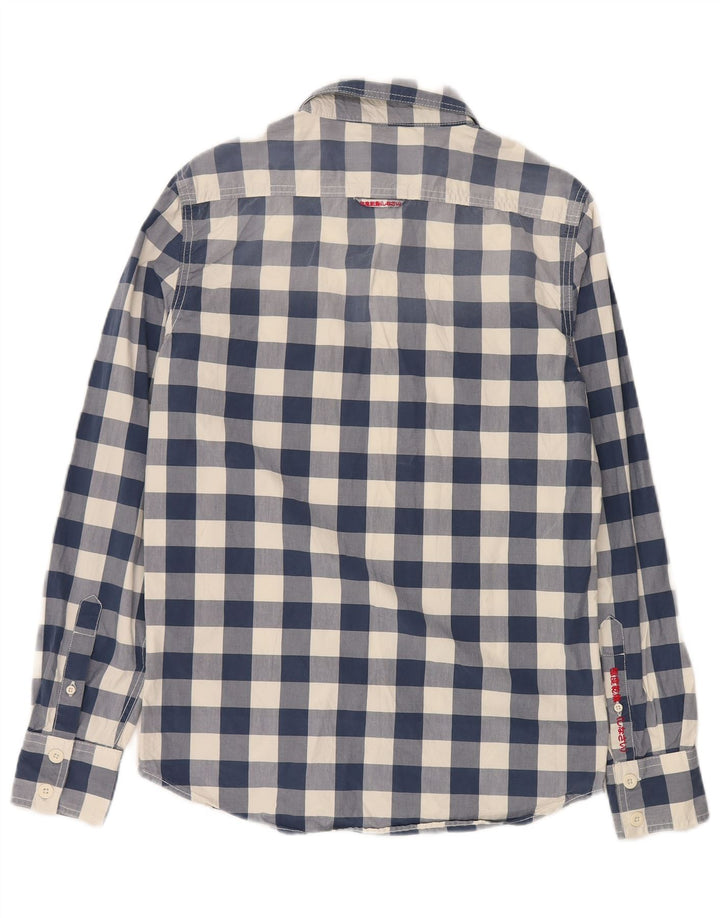 Camicia da uomo Superdry Large in cotone a quadretti blu navy