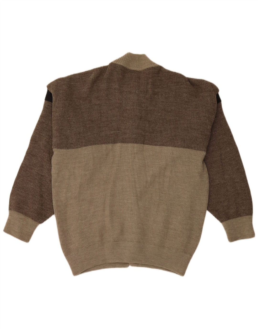 Maglione cardigan da uomo vintage grande blocco di colore grigio