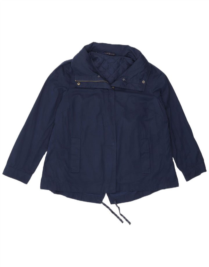 Giacca antipioggia con cappuccio da donna Marks & Spencer UK 14 poliestere medio blu navy