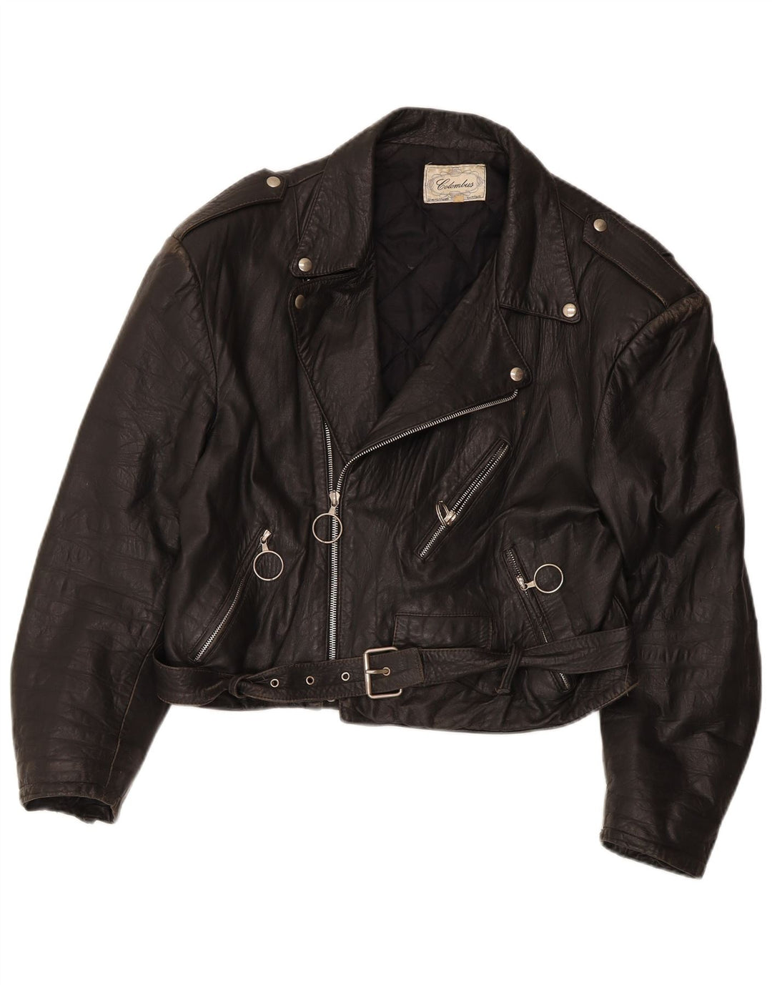 Giacca da motociclista in pelle corta da donna Colombus UK 14 media nera