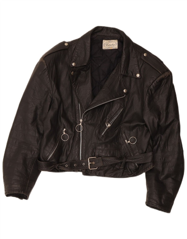 Giacca da motociclista in pelle corta da donna Colombus UK 14 media nera