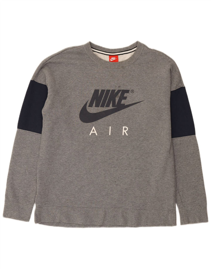 Felpa con grafica Nike da uomo, grande, in cotone color block grigio