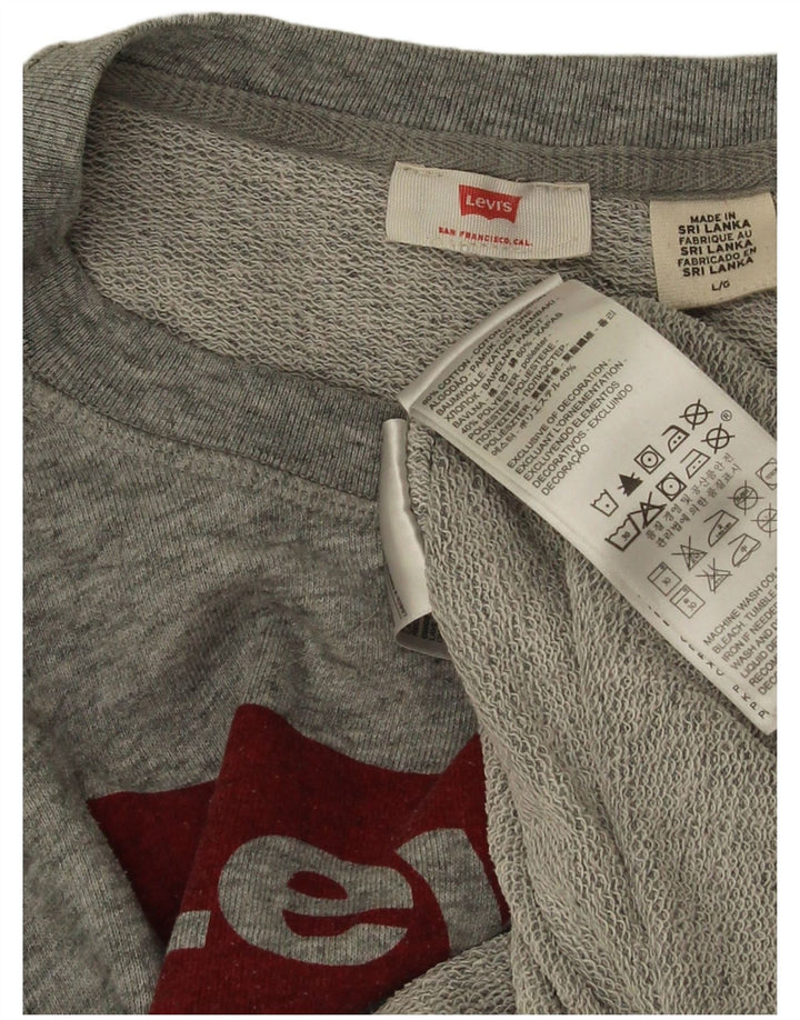 Levi's Felpa con grafica da donna Maglione UK 16 Large Grigio Cotone