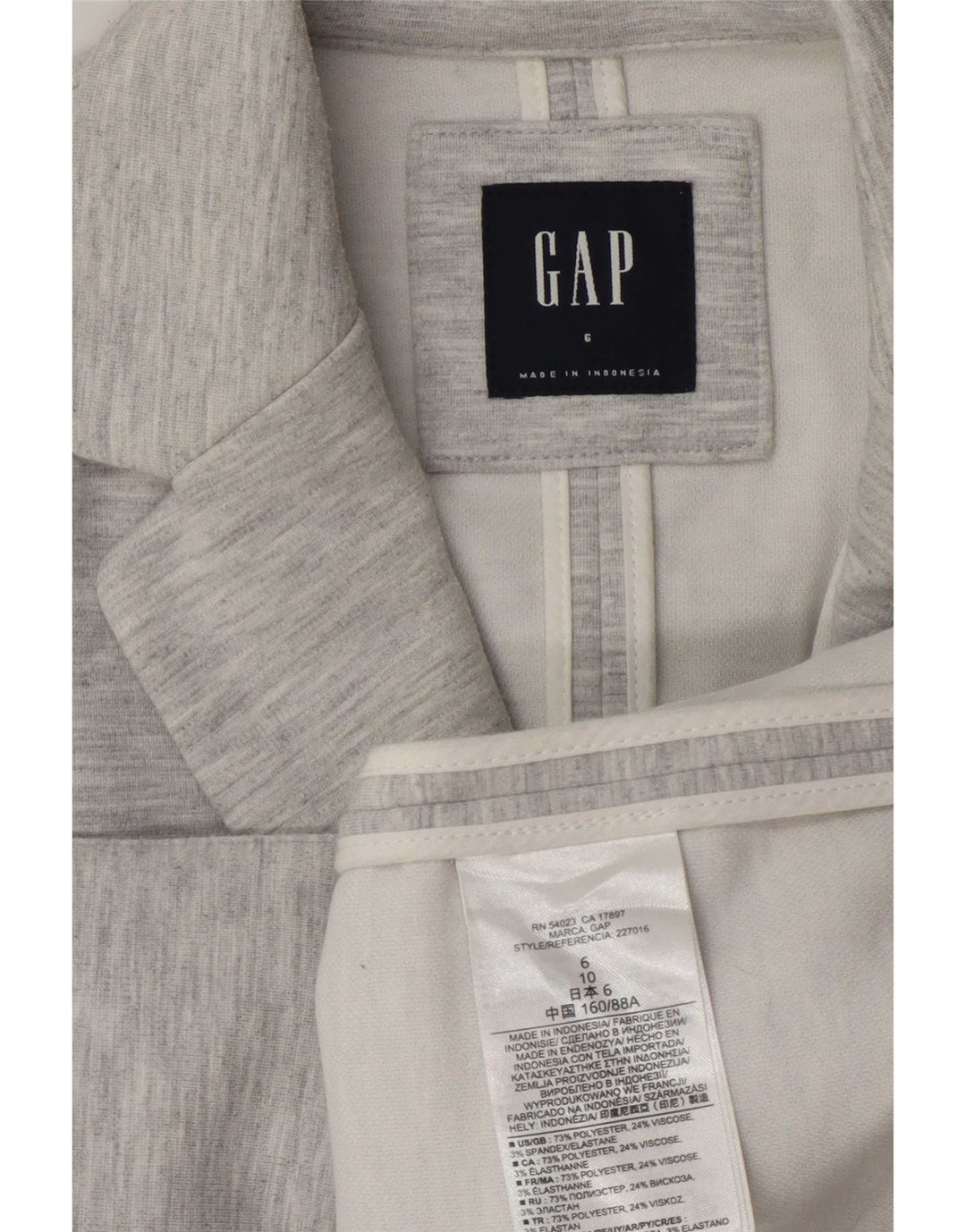 Giacca blazer da donna a 1 bottone Gap US 6 poliestere grigio medio