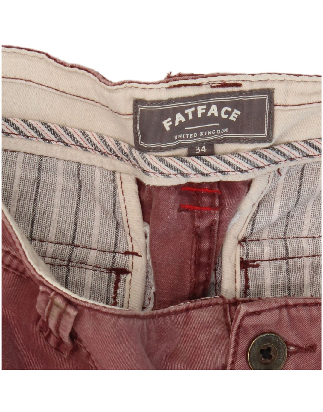 Pantaloncini cargo da uomo Fat Face W34 Large in cotone bordeaux
