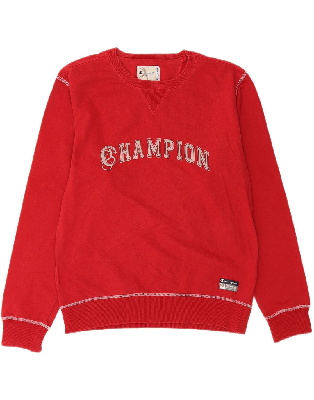 CHAMPION Mens Graphic Sweatshirt Jumper Medium Red Cotton Vintage Champion and Second-Hand Champion from Messina Hembry 