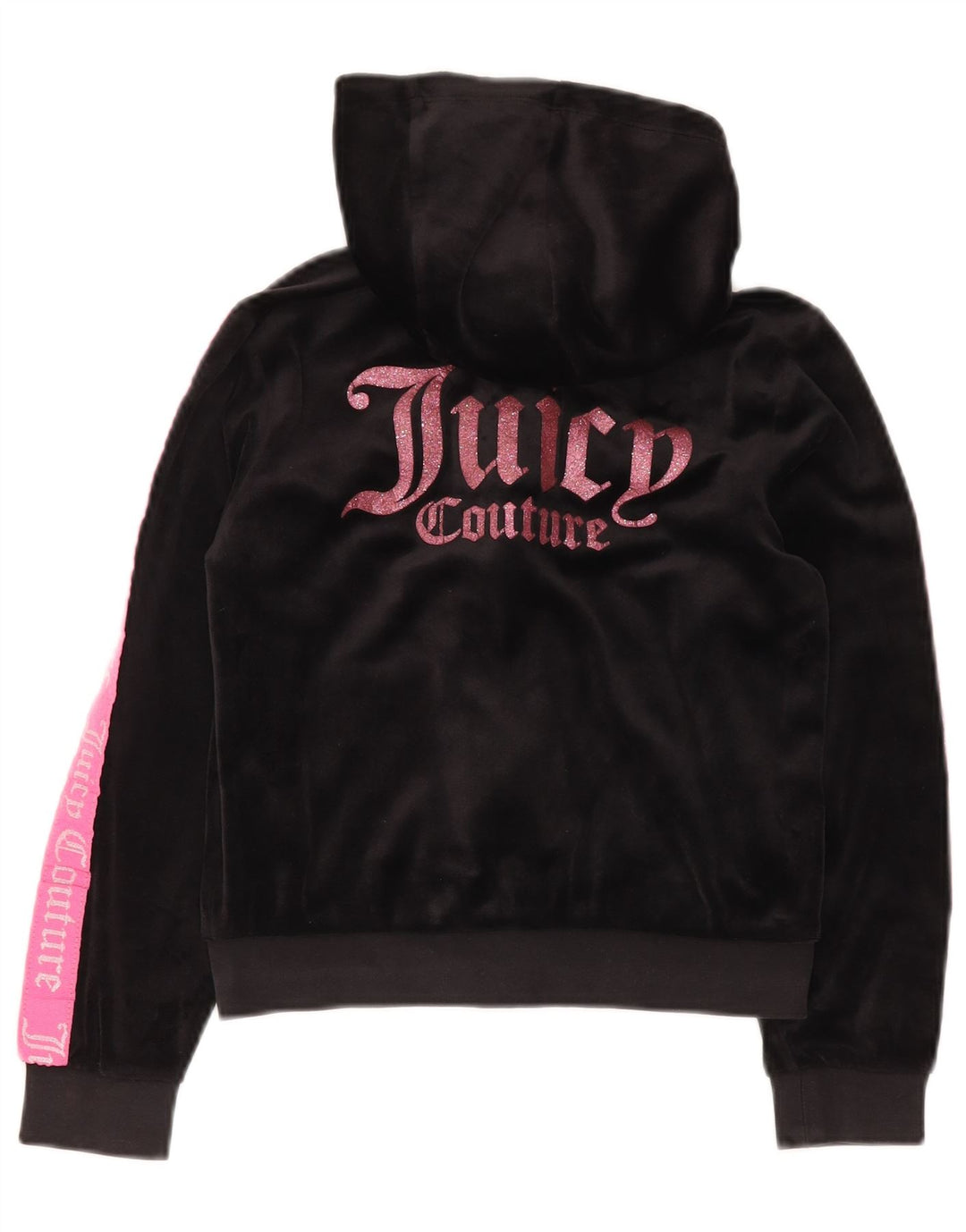 JUICY COUTURE Felpa con cappuccio con zip grafica per ragazze 9-10 anni Nera