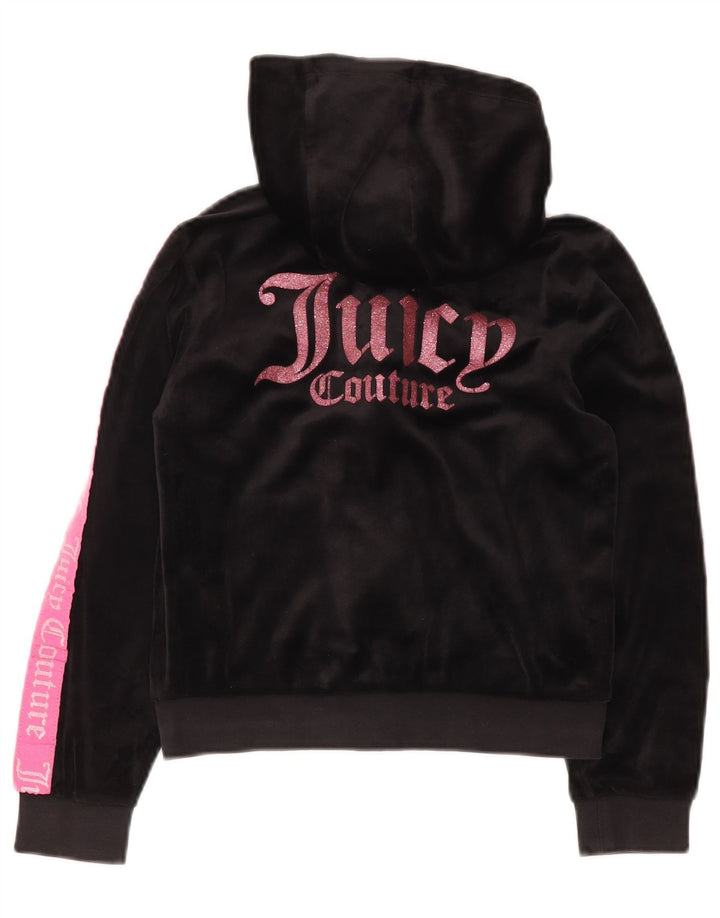 JUICY COUTURE Felpa con cappuccio con zip grafica per ragazze 9-10 anni Nera