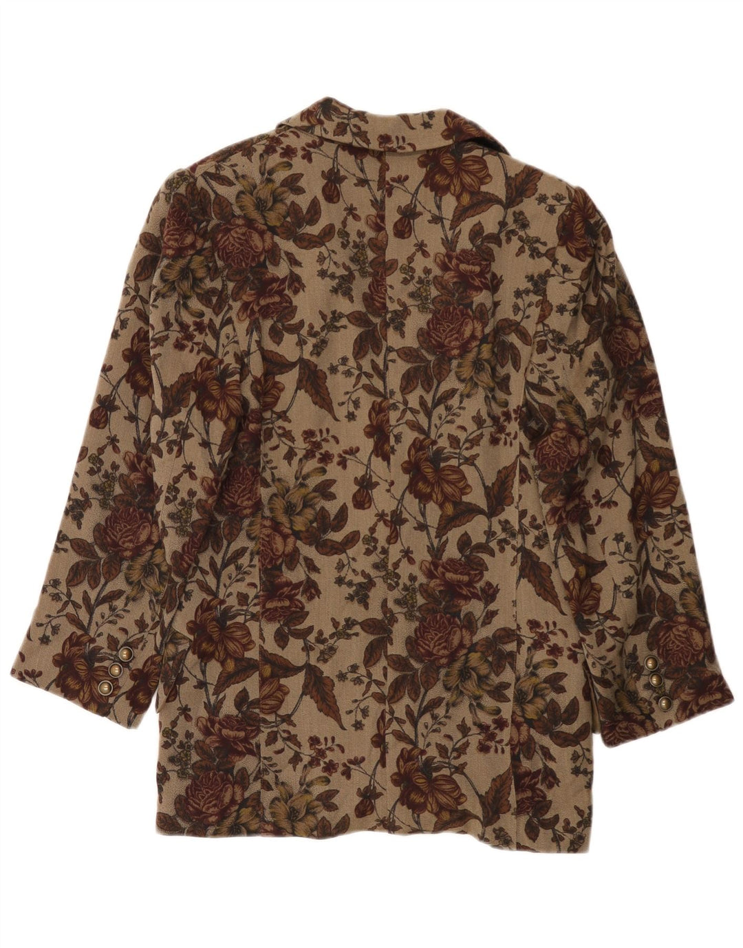Giacca blazer vintage da donna a 1 bottone UK 10 piccolo floreale marrone
