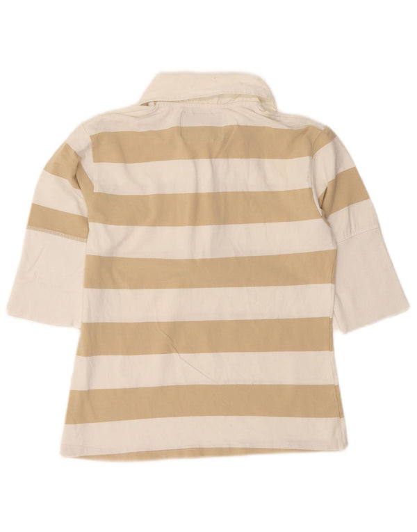 Polo da rugby da donna con maniche a 3/4 Americanino UK 18 XL a righe beige