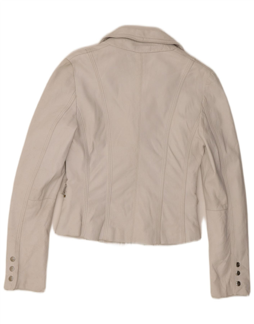 Giacca blazer in pelle da donna vintage IT 44 in pelle bianca media