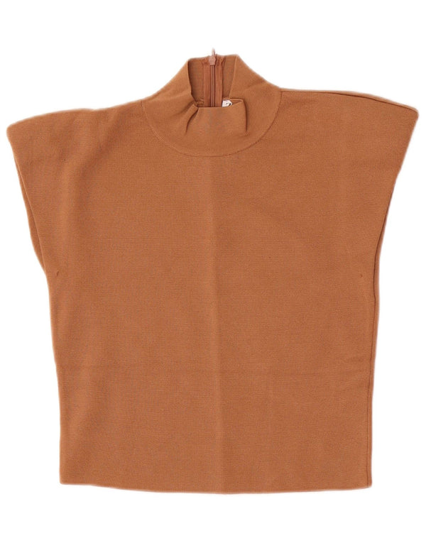 Top corto da donna Zara in camicetta UK 12 Viscosa beige medio