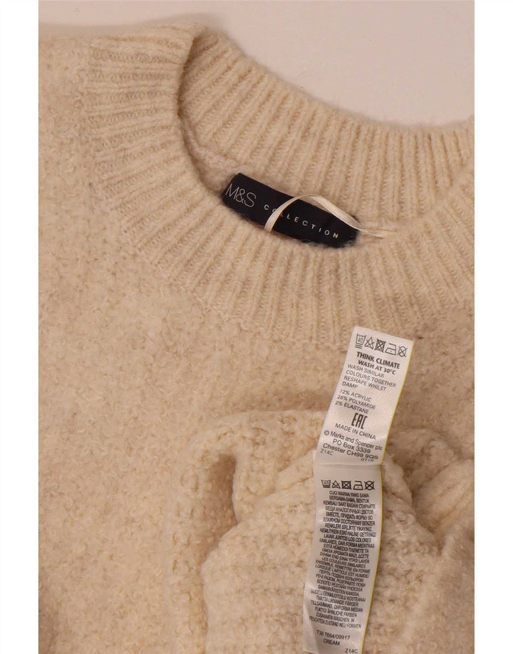 Maglione maglione girocollo da donna Marks & Spencer UK 14 Acrilico beige medio