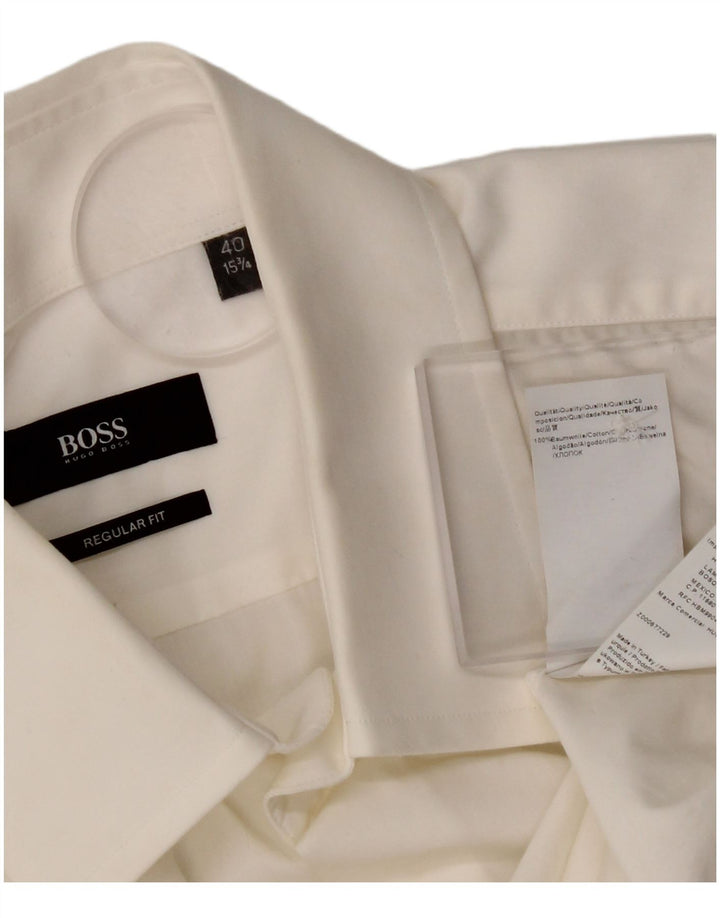 HUGO BOSS Mens Regular Fit Short Sleeve Shirt Size 40 15 1/2 Medium White