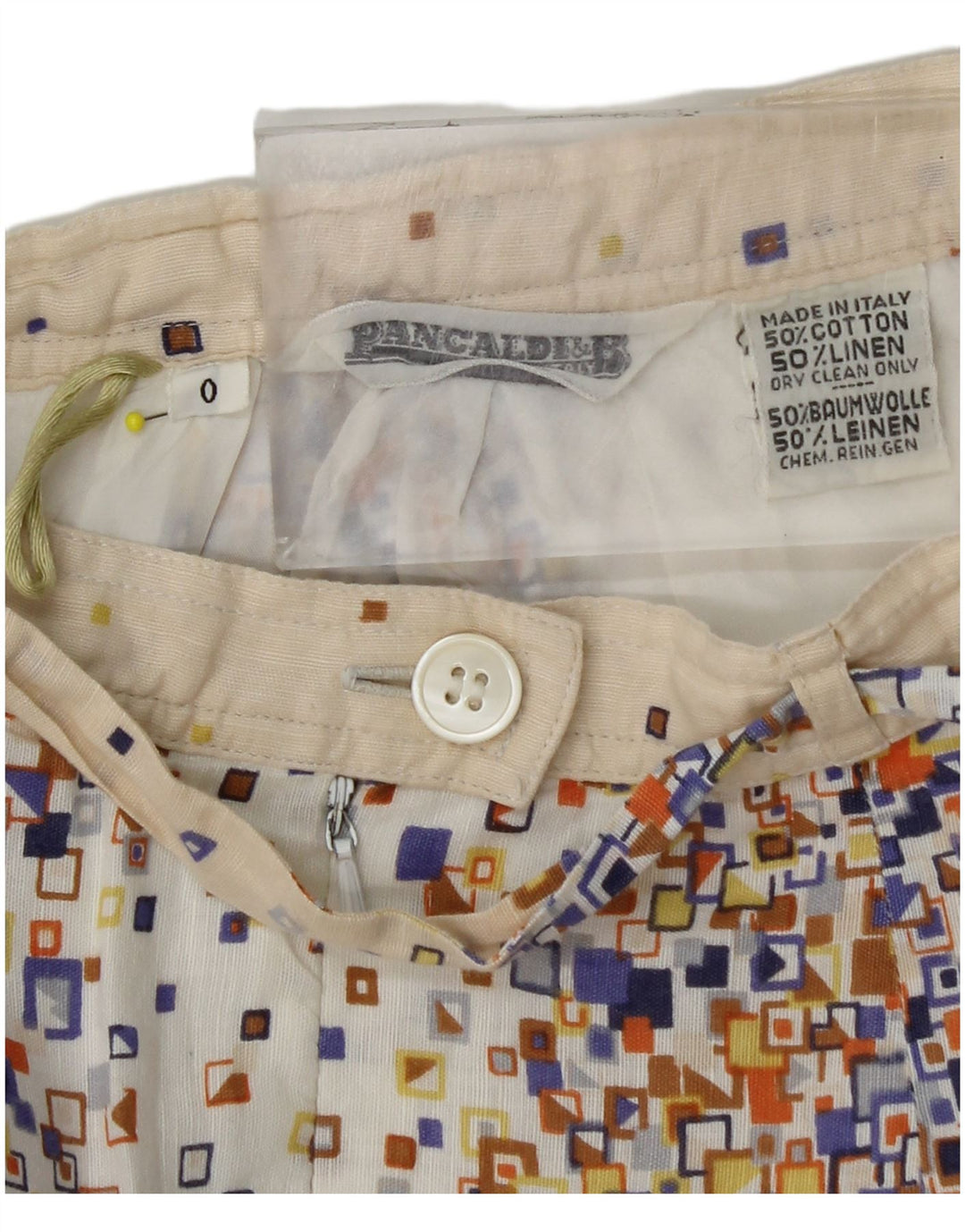 PANCALDI & B Set gonna 2 pezzi da donna UK 4 XS W24 Cotone geometrico beige