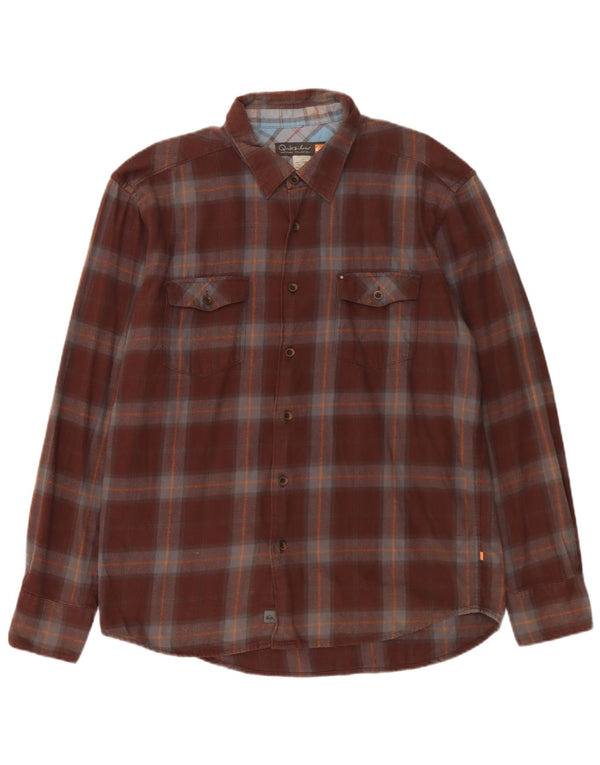Camicia in flanella da uomo Quiksilver, cotone a quadri marroni grandi