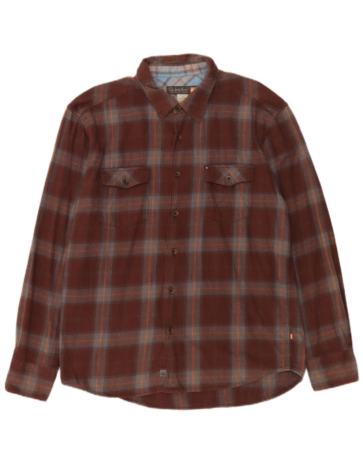 Camicia in flanella da uomo Quiksilver, cotone a quadri marroni grandi