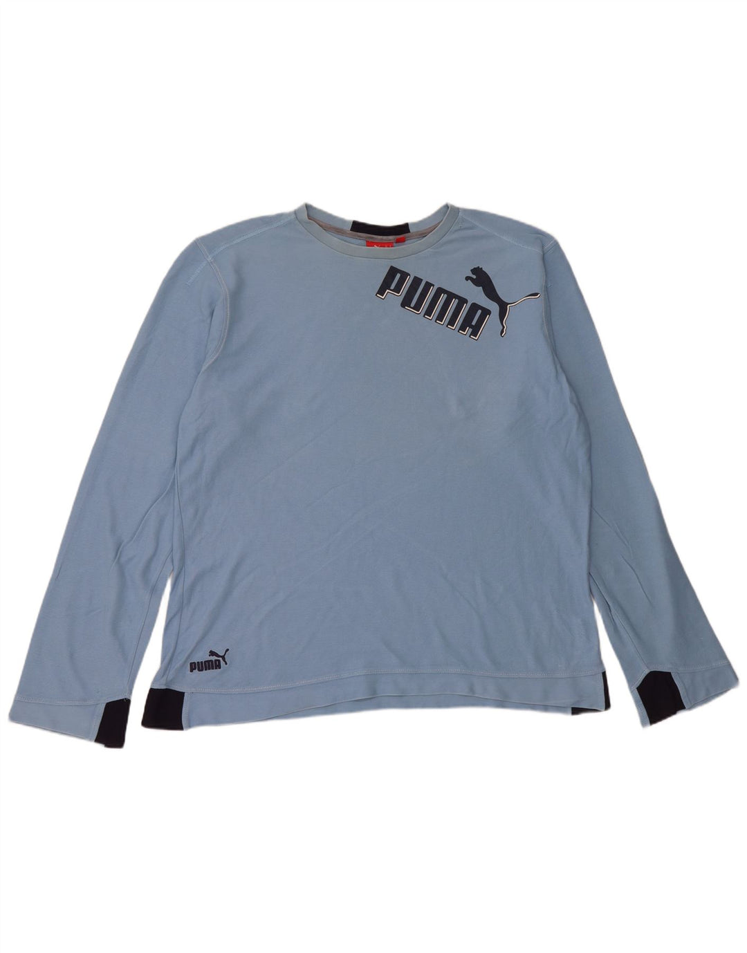 PUMA Top grafico da uomo a maniche lunghe XL in cotone blu