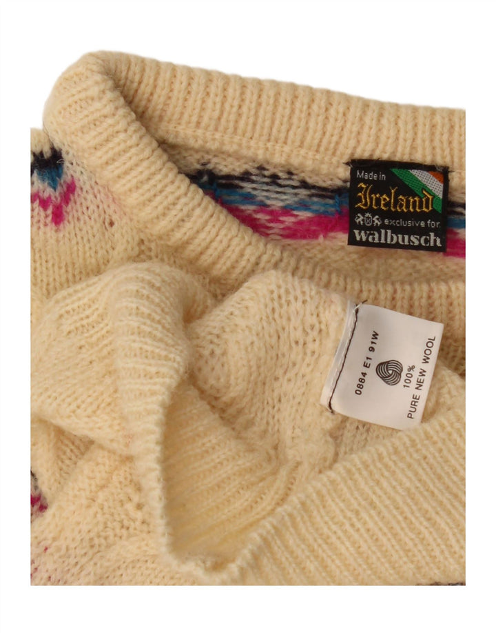 WALBUSCH Maglione da donna con collo alto e maglione UK 16 Large Beige Fair Isle