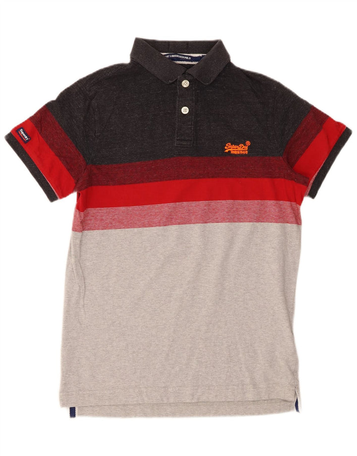 Polo da uomo Superdry in cotone color block grigio medio