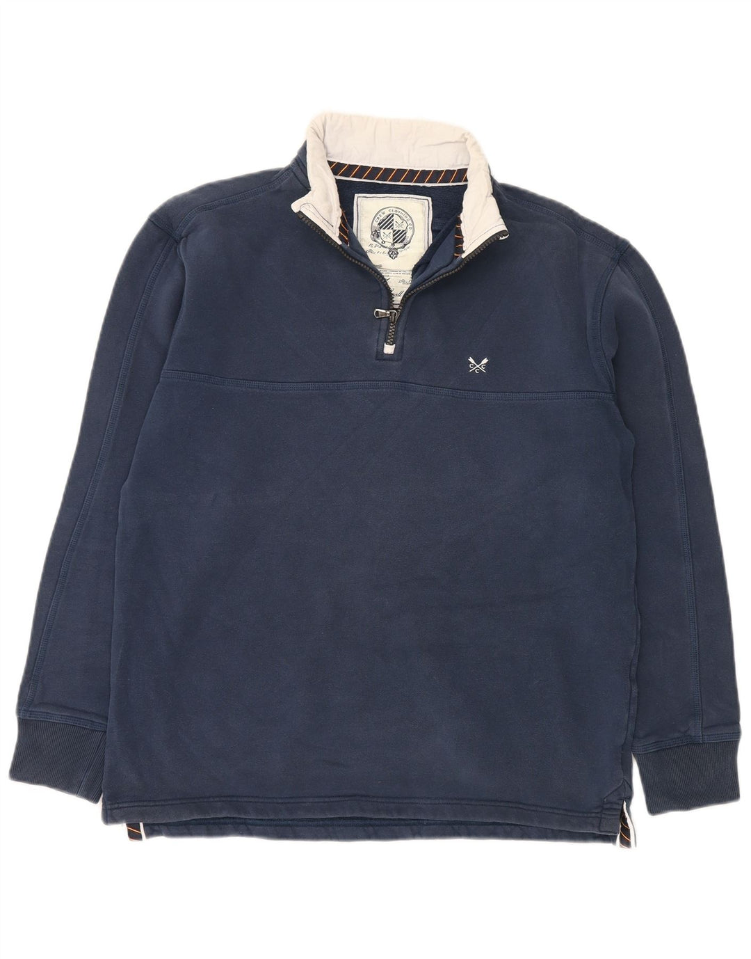 Crew Clothing Felpa con collo con zip da uomo Maglione piccolo in cotone blu navy
