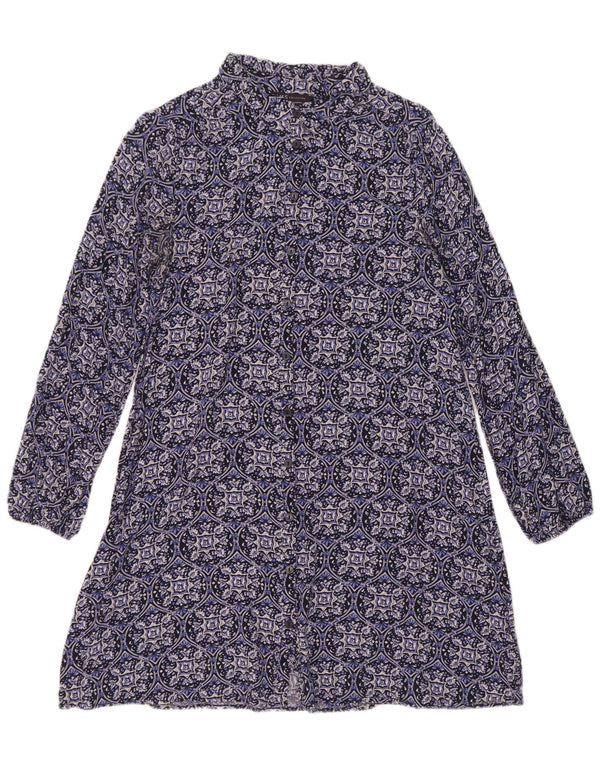 Abito camicia da donna Marks & Spencer UK 10 piccolo viscosa floreale blu