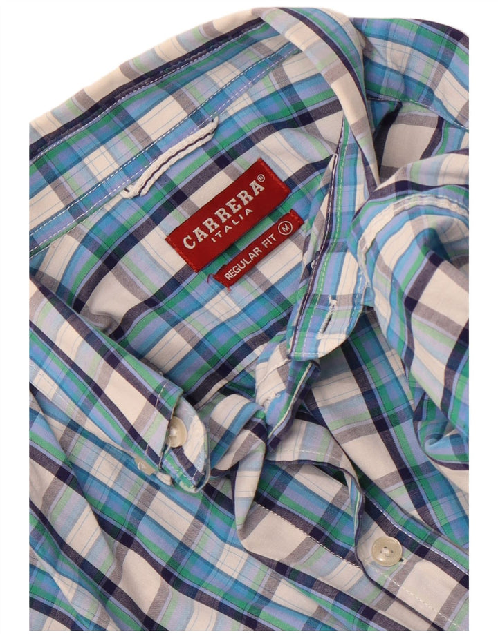 Camicia Carrera da uomo a maniche corte vestibilità regolare in cotone a quadri blu medio