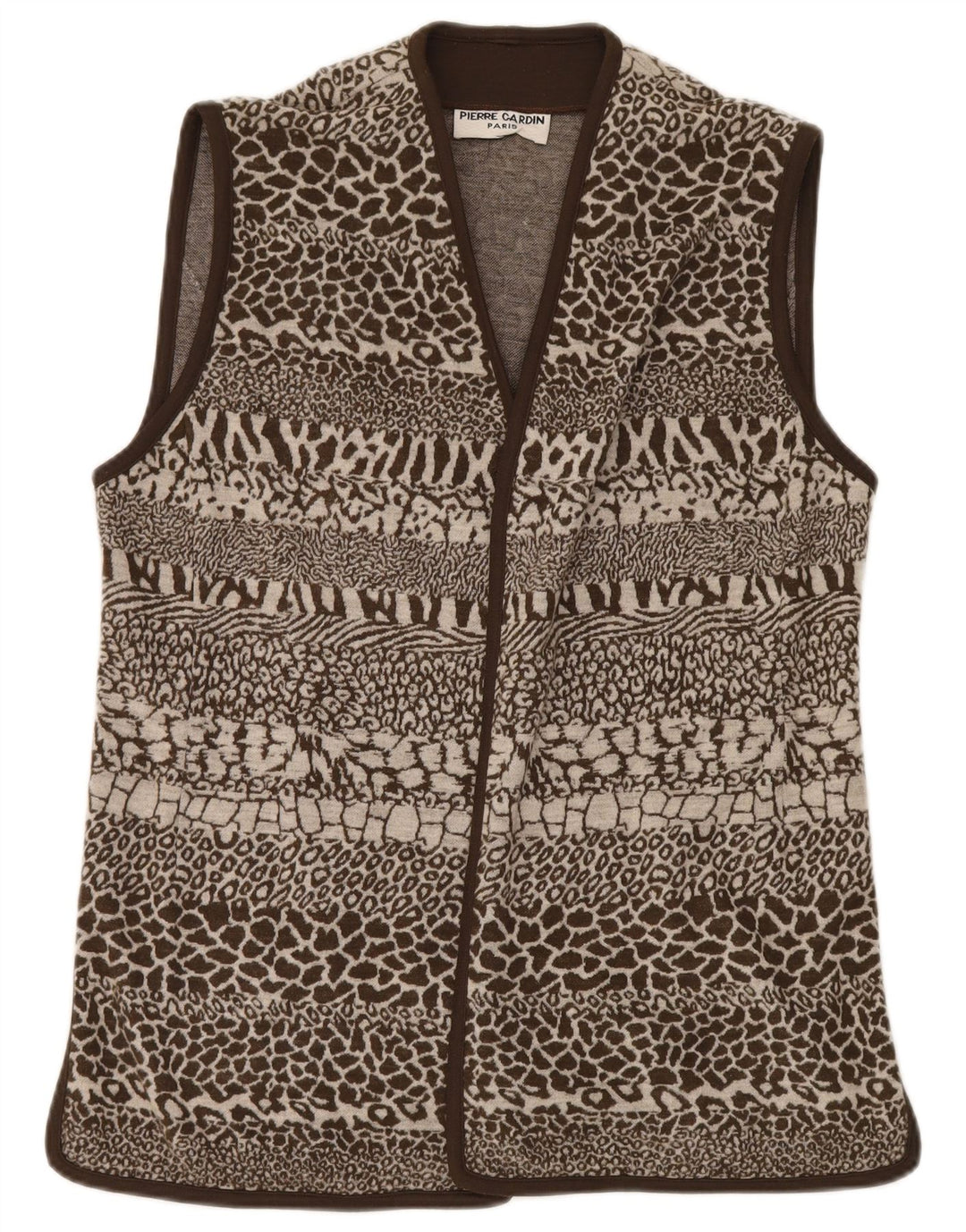 Gilet da donna Pierre Cardin IT 44 Lana con stampa animalier marrone medio