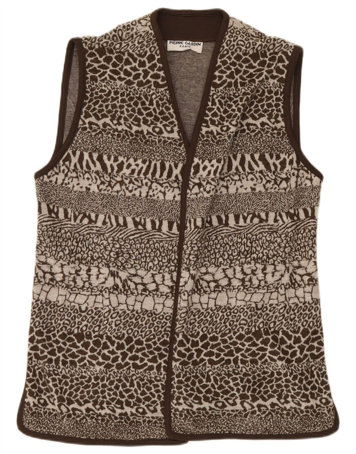 Gilet da donna Pierre Cardin IT 44 Lana con stampa animalier marrone medio