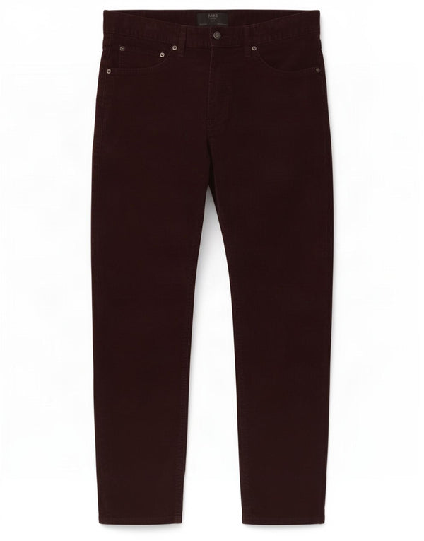 Marks & Spencer Pantaloni slim fit in velluto a coste da uomo W32 L29 Cotone bordeaux