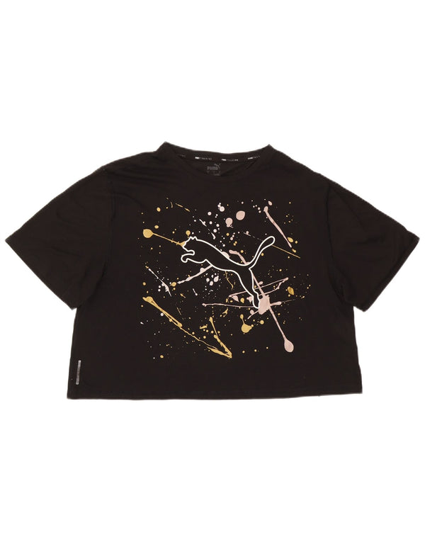 PUMA T-shirt corta con grafica oversize da donna UK 16 Large Nero Poliestere