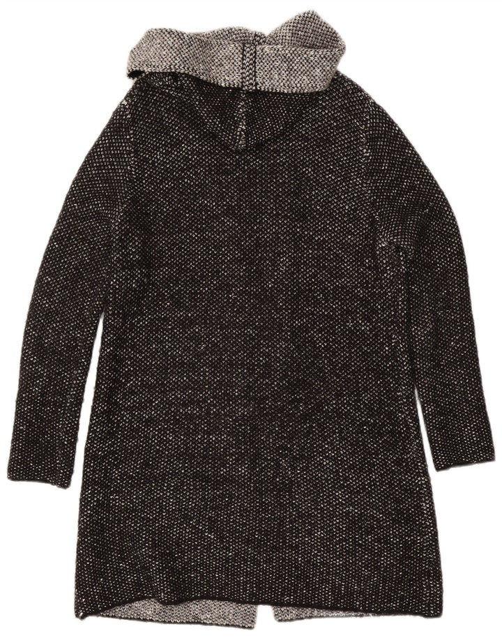 Maglione cardigan aperto con cappuccio lungo da donna Zara UK 14 medio nero