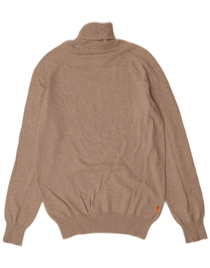 Maglione maglione collo alto da uomo Timberland in lana beige medio